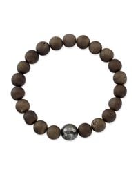 Anne Sisteron - Brown Agate Stretch Bracelet With Pyrite Stone - Lyst