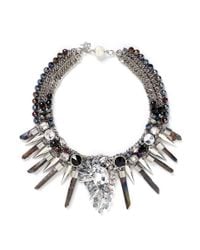 Assad Mounser | Metallic Multi Chain Crystal And Spike Necklace | Lyst