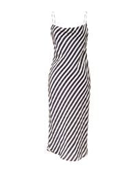 Kaelen White Stripe Cowl Slip Dress