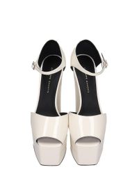 Giuseppe Zanotti Bebe Touch Sandals In White Patent Leather Lyst