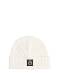 Stone Island Wool Compass-patch Knit Beanie in White - Black (White) for  Men - Lyst