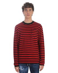 McQ Alexander McQueen - Red Wool And Cashmere Striped Sweater for Men - Lyst