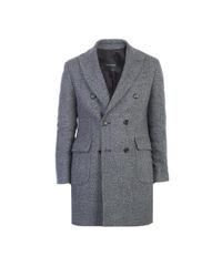 Dell'Oglio - Gray Blue/grey Textured Wool Coat for Men - Lyst