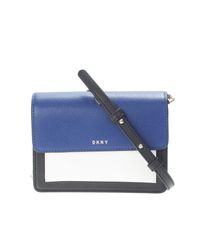 DKNY | Blue, Black And White Leather Bryant Park Miniflap Bag | Lyst