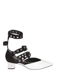 Self-Portrait - White X 'susa' Eyelet Strappy Patent Leather Pumps - Lyst