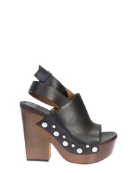 Givenchy | Black Leather With Studs Clog Sandals | Lyst