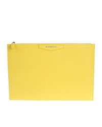 Givenchy - Yellow Leather Antigona Large Clutch - Lyst