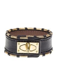Givenchy - Black Leather And Gold Metal Shark Bracelet - Lyst