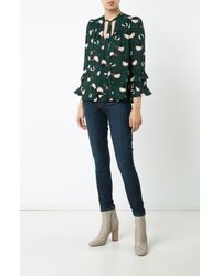 Derek Lam | Black L/s Button Front Blouse With Ruffle Sleeves | Lyst