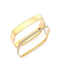 Michael Kors | Metallic Heritage Logo Pavé Chained Square Bangle Bracelet Set | Lyst