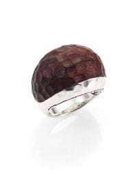 John Hardy | Brown Palu Rose Wood & Sterling Silver Small Dome Ring | Lyst