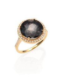 KALAN by Suzanne Kalan | Metallic Black Night Quartz, White Sapphire & 14k Yellow Gold Ring | Lyst