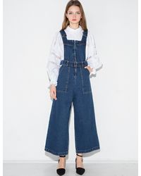 Pixie Market - Blue Wide Leg Zipper Denim Overalls - Lyst
