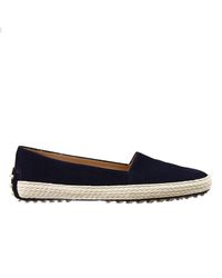 Tod's | Blue Flat Shoes Shoes Gommino Slipper Nabuk With Edge Rope | Lyst