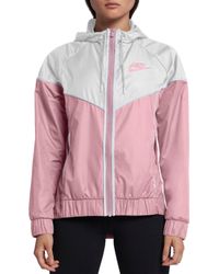 nike windrunner jacket pink and white