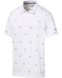 PUMA White Ditsy Golf Polo for men