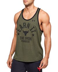 under armour men's project rock earn it graphic tank top