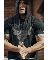 under armour men's project rock charged cotton short sleeve hoodie