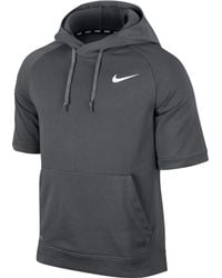 Nike Fleece Dri-fit Short Sleeve Hoodie in Dark Grey/Dark Grey/White (Gray)  for Men - Lyst