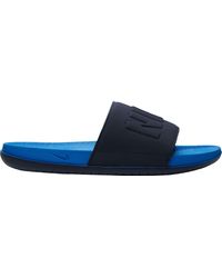 blue nike slides