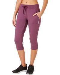 Reebok Cotton Jersey Jogger Capris in Purple - Lyst
