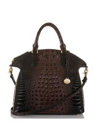 Lyst - Brahmin Melbourne Collection Large Duxbury Croco-embossed Dome Satchel in Black