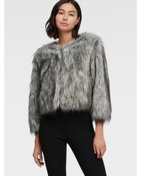 cropped grey fur jacket