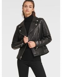 dkny leather jacket womens