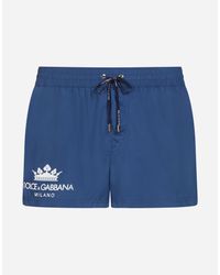 Dolce & Gabbana Blue Logo Print Swim Shorts for men