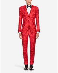 Abito Sicilia JacquardDolce \u0026 Gabbana in Materiale sintetico da Uomo colore  Rosso | Lyst