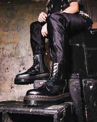 Dr. Martens Jadon Hologram Leather Platform Boots in Black - Lyst