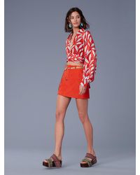 Diane von Furstenberg Red Button Front Mini Skirt