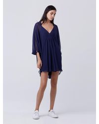 Diane von Furstenberg | Blue Fleurette Silk Chiffon Kaftan Dress | Lyst