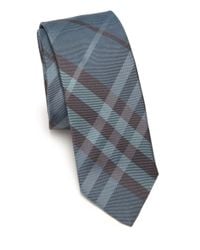 Burberry | Blue Check Silk Tie for Men | Lyst