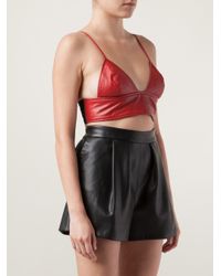 red leather bralette
