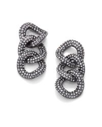 Adriana Orsini | Metallic Pave Crystal Chain Link Drop Earringsgunmetal | Lyst