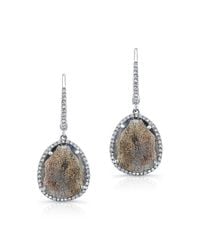Anne Sisteron - 14kt White Gold Labradorite Diamond Wire Back Earrings - Lyst