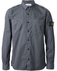 Stone Island Military Style Shirt in Grey (Gray) for Men - Lyst