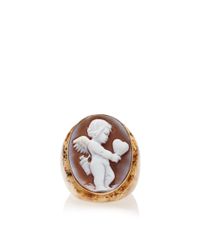 Amedeo | Brown Hand Carved Sardonyx Cameo Shell Ring Set in 14k Gold On A Picture Jasper Stone Band | Lyst