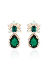 Shourouk | Green Gold-tone, Crystal And Sequin Clip Earrings | Lyst