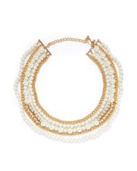 Kenneth Jay Lane | Metallic Pearl And Crystal Multi Tier Necklace | Lyst