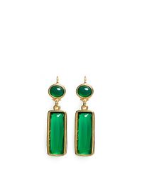 Kenneth Jay Lane | Green Cabochon Stone Drop Earrings | Lyst