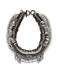 Venna | Metallic Crystal Pavé Spike Chain Collar Necklace | Lyst