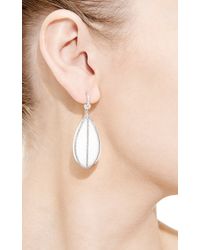 Nina Runsdorf | 18k White Gold Earrings with White Agate and Diamond Pave | Lyst