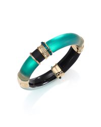 Alexis Bittar | Metallic Sport Deco Lucite & Crystal Colorblock Bangle Bracelet/green | Lyst
