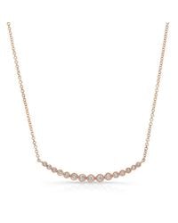 Anne Sisteron - Pink 14kt Rose Gold Diamond Crescent Bezel Necklace - Lyst