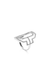 Fallon | Metallic Sterling Silver Emerald Silhouette Cut-out Ring | Lyst