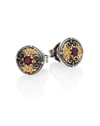 Konstantino | Artemis Rhodolite, 18k Yellow Gold & Sterling Silver Stud Earrings | Lyst