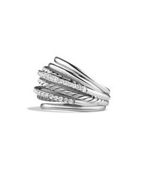 David Yurman | Metallic Crossover Dome Ring With Diamonds | Lyst
