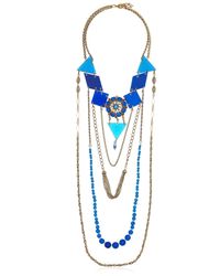 Maria Zureta | Metallic Blue & Gold Chain Long Necklace | Lyst